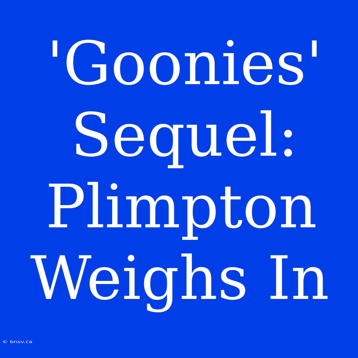 'Goonies' Sequel: Plimpton Weighs In