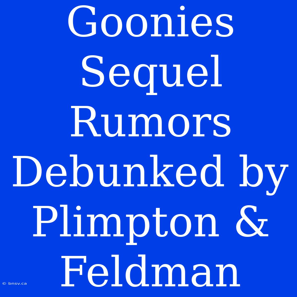 Goonies Sequel Rumors Debunked By Plimpton & Feldman