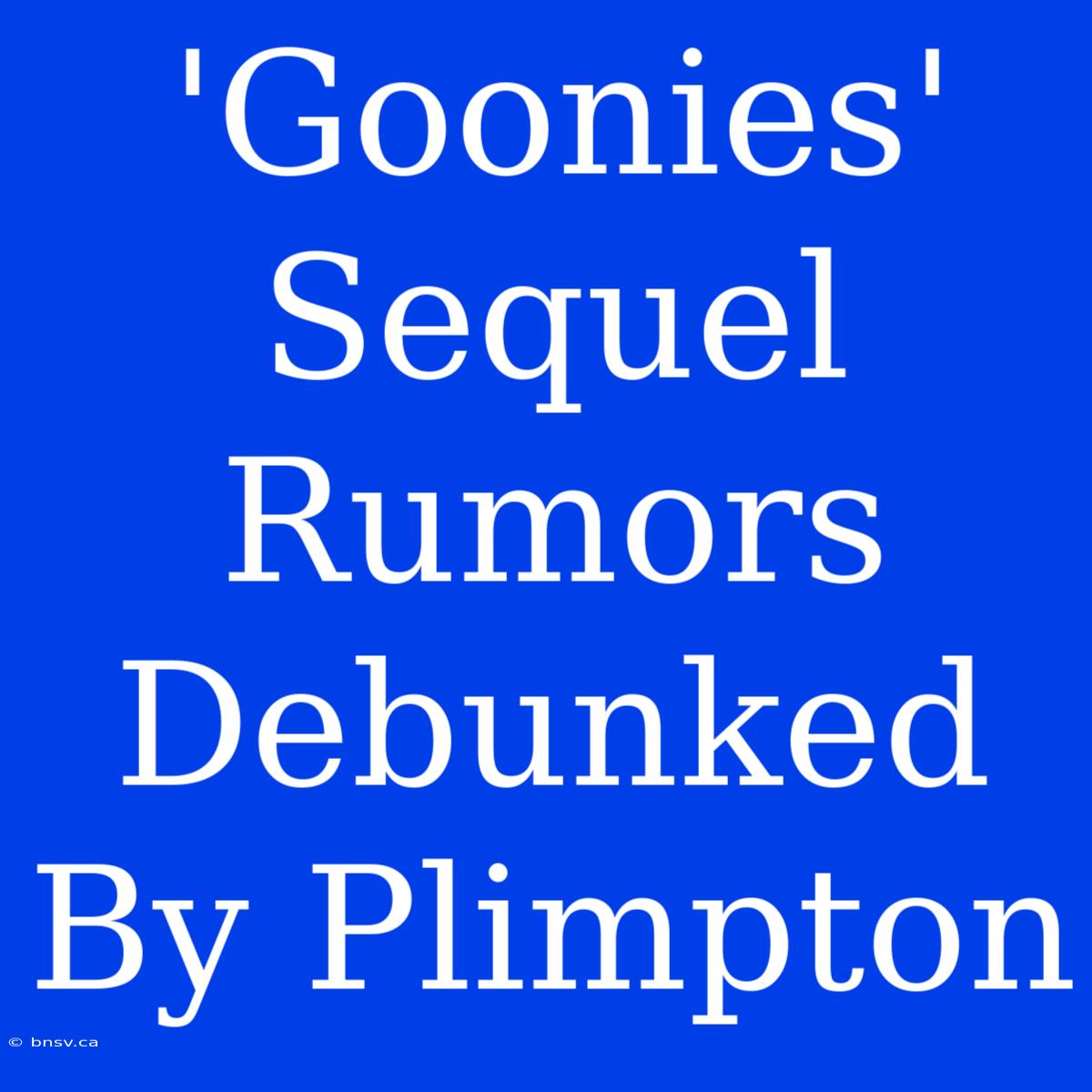 'Goonies' Sequel Rumors Debunked By Plimpton