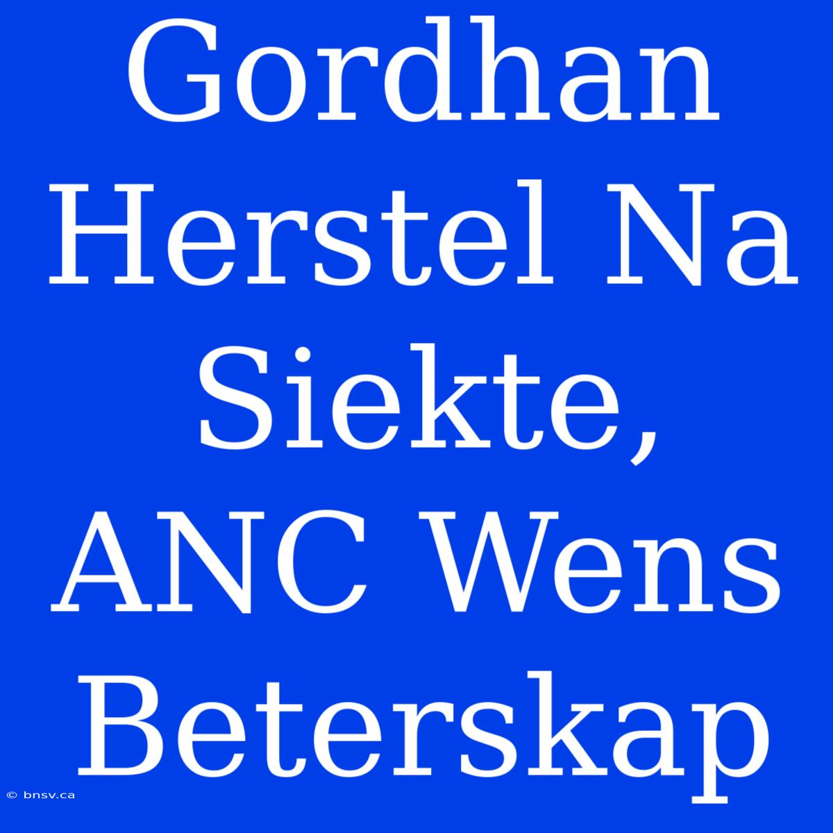 Gordhan Herstel Na Siekte, ANC Wens Beterskap