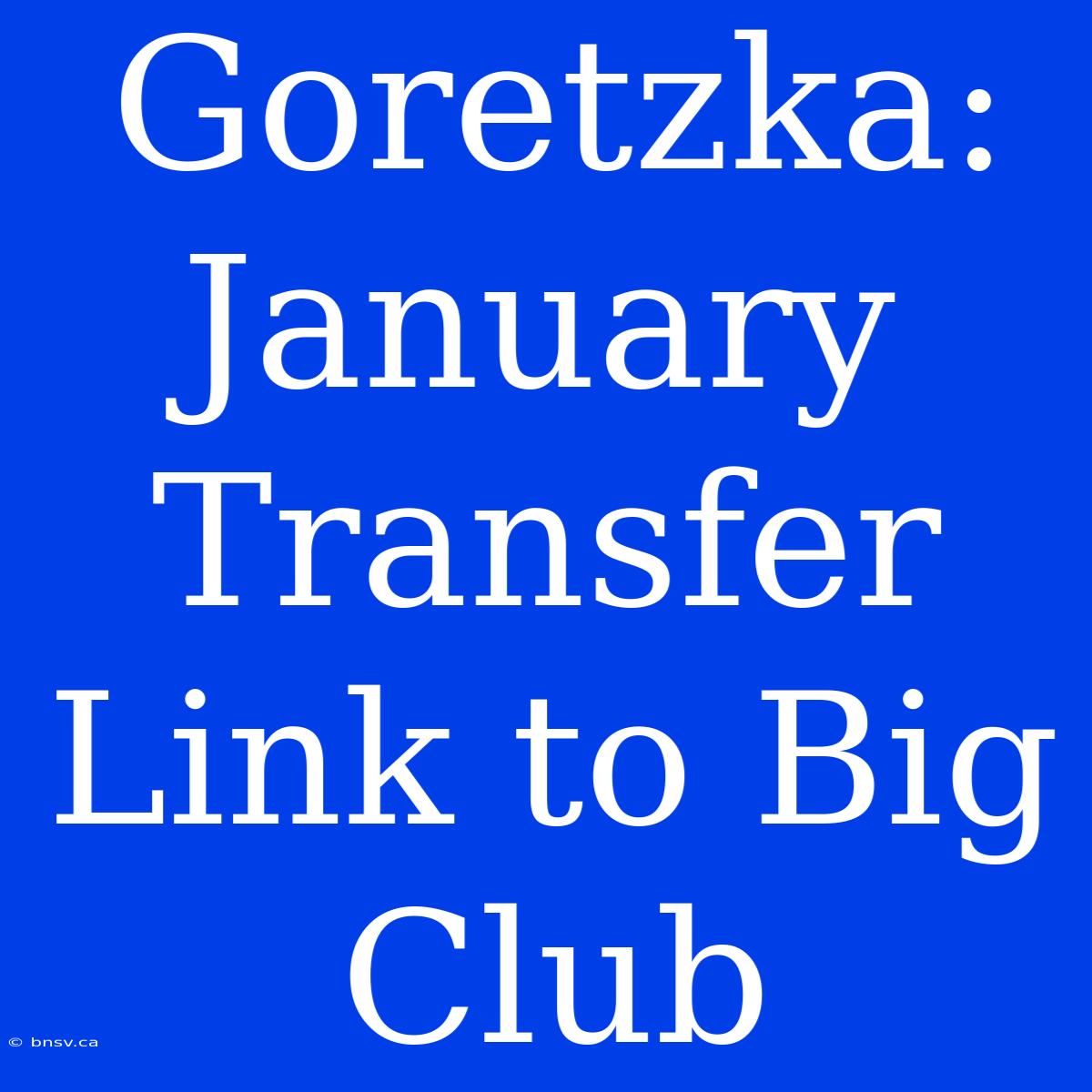 Goretzka: January Transfer Link To Big Club