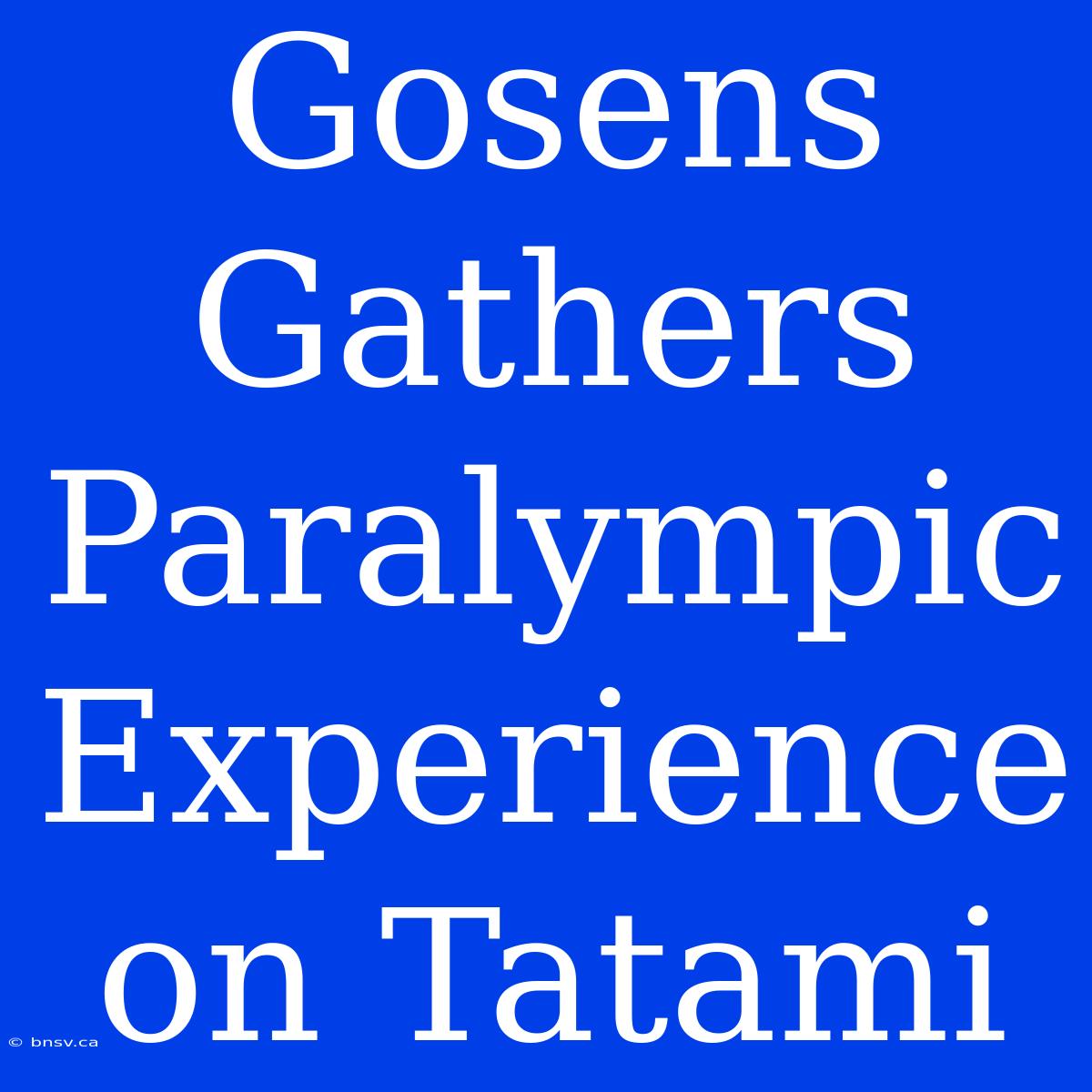 Gosens Gathers Paralympic Experience On Tatami