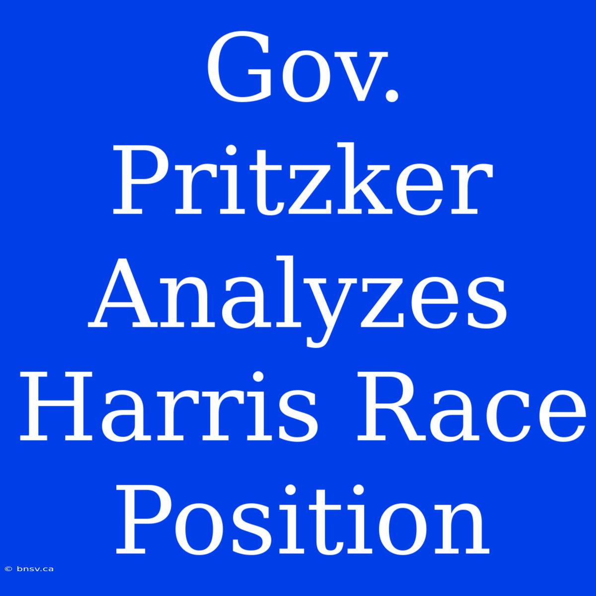 Gov. Pritzker Analyzes Harris Race Position