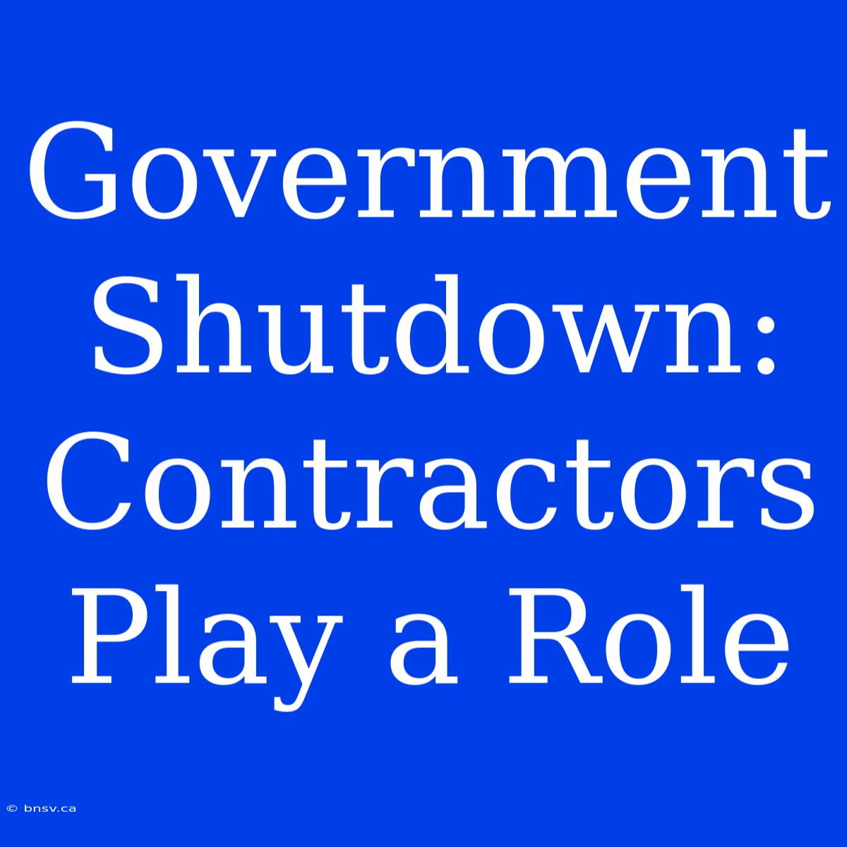 Government Shutdown: Contractors Play A Role