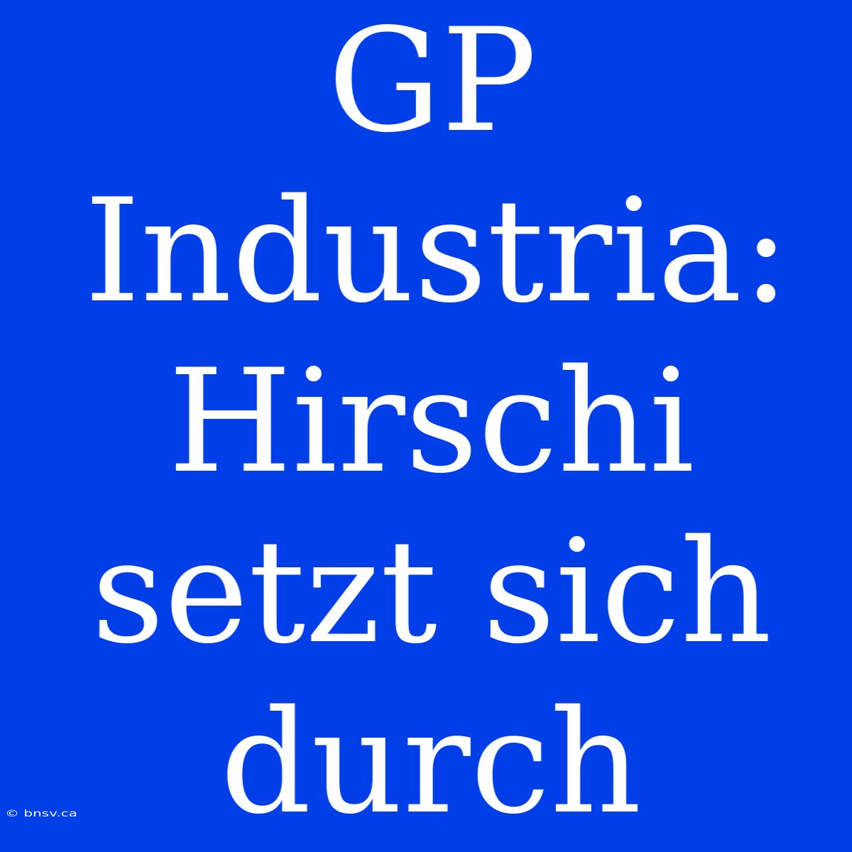 GP Industria: Hirschi Setzt Sich Durch