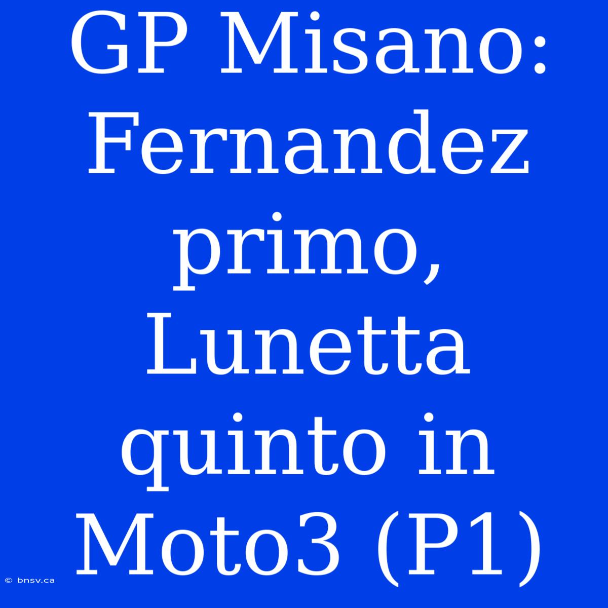 GP Misano: Fernandez Primo, Lunetta Quinto In Moto3 (P1)