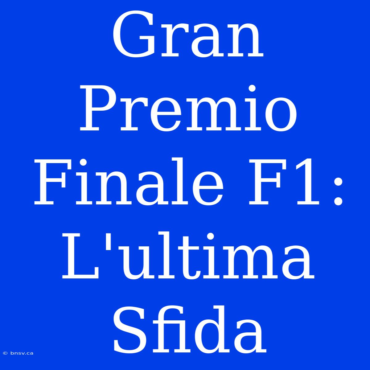 Gran Premio Finale F1: L'ultima Sfida