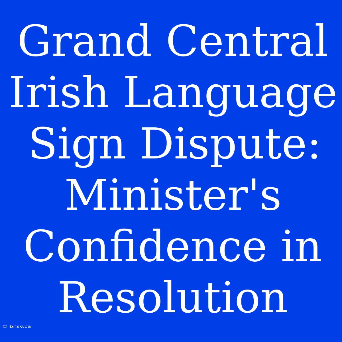 Grand Central Irish Language Sign Dispute: Minister's Confidence In Resolution