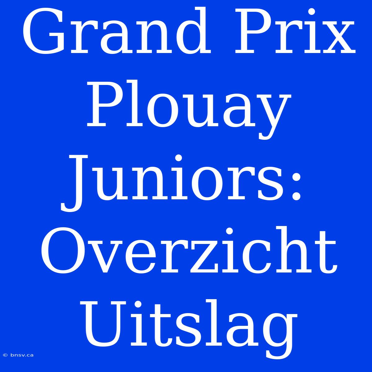 Grand Prix Plouay Juniors: Overzicht Uitslag