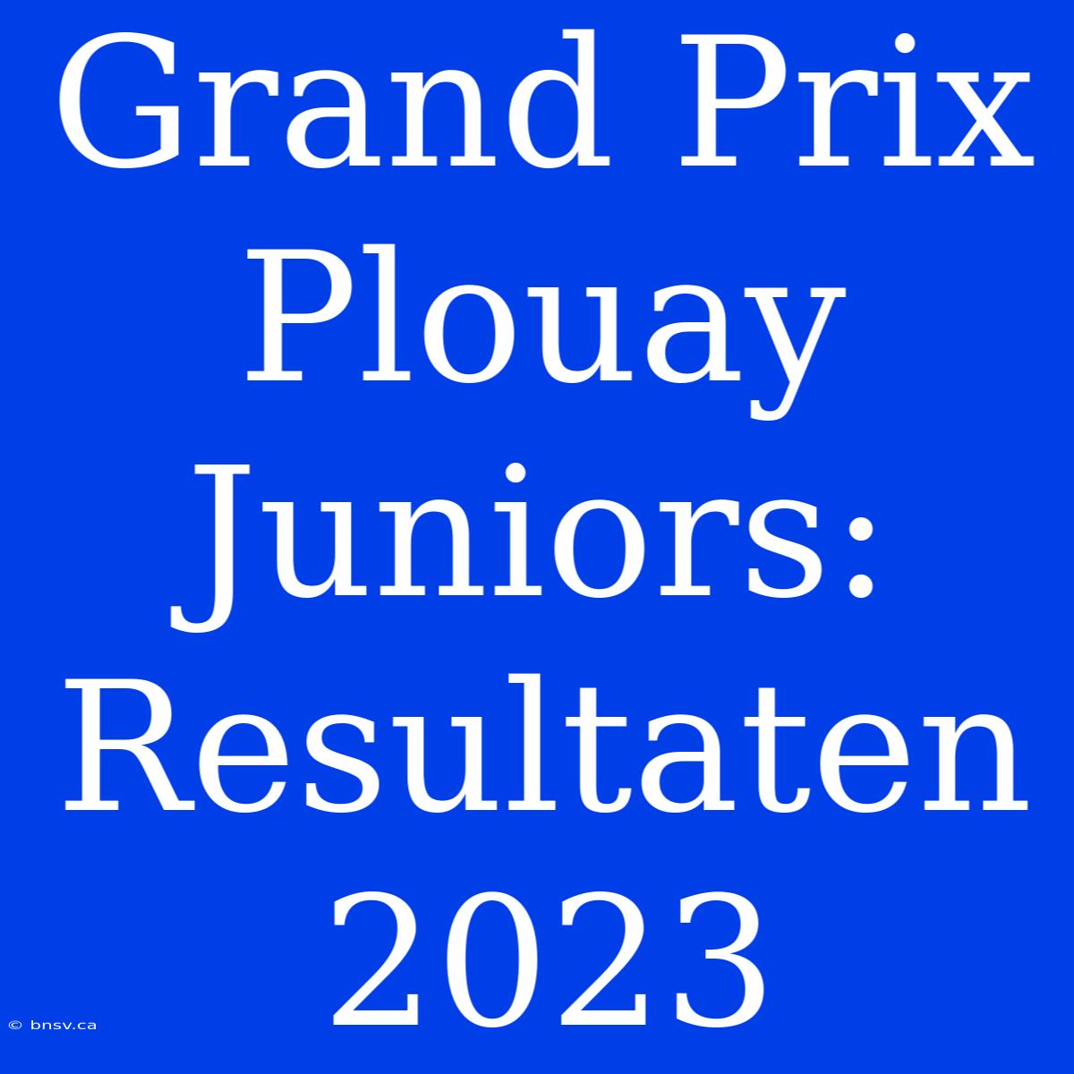 Grand Prix Plouay Juniors: Resultaten 2023