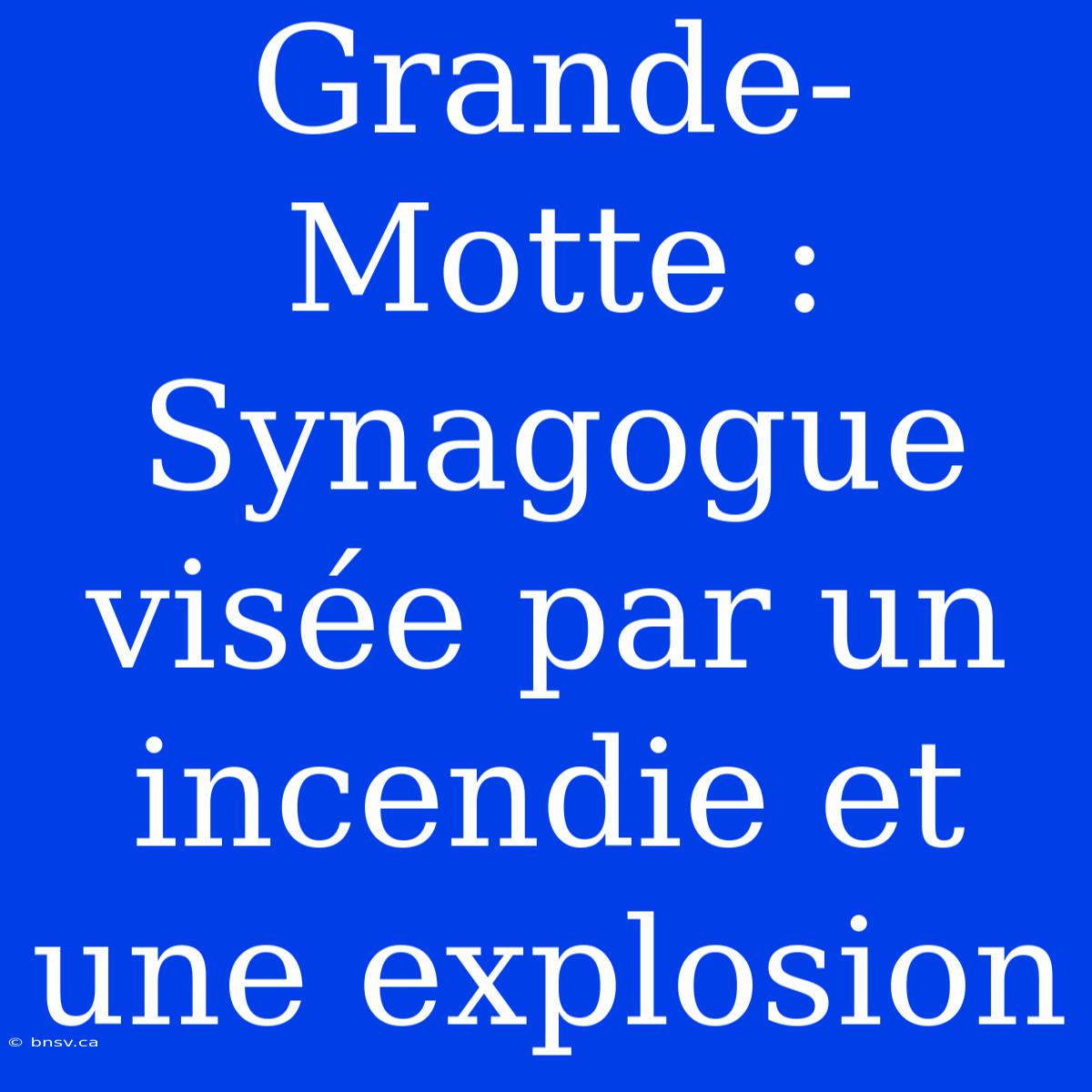 Grande-Motte : Synagogue Visée Par Un Incendie Et Une Explosion