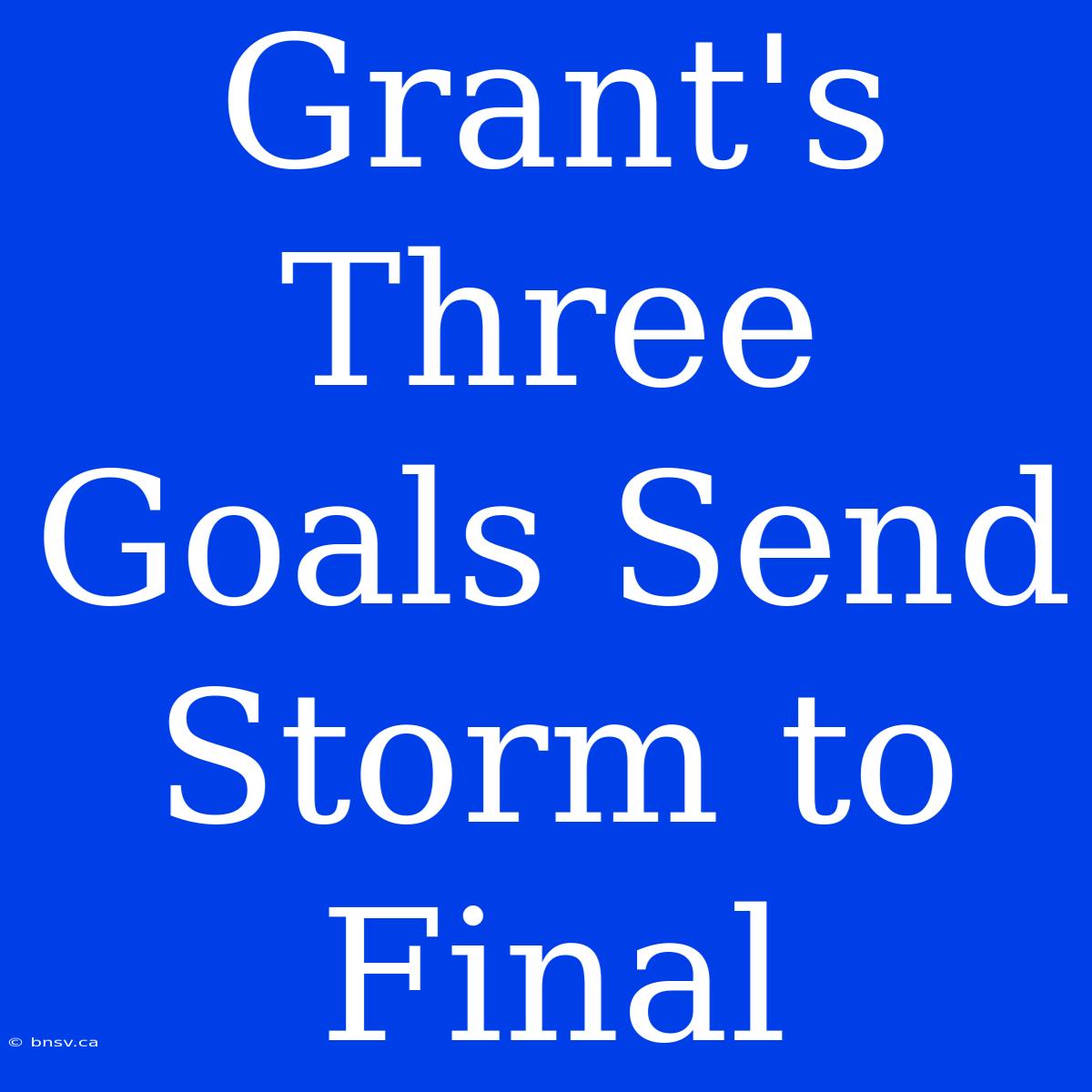 Grant's Three Goals Send Storm To Final