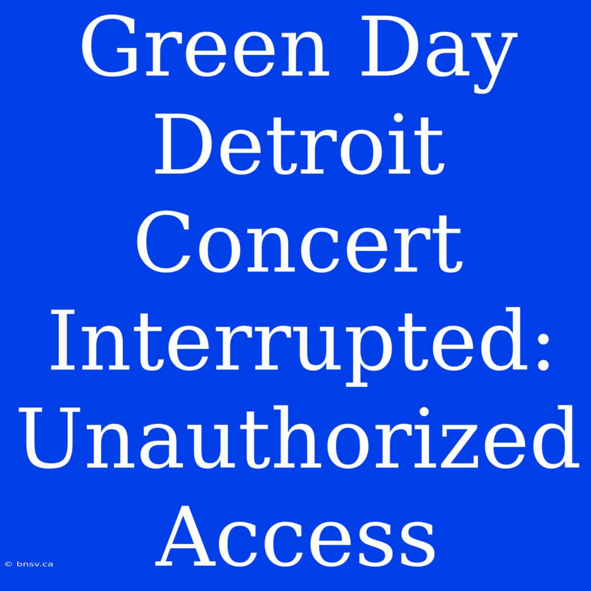 Green Day Detroit Concert Interrupted: Unauthorized Access