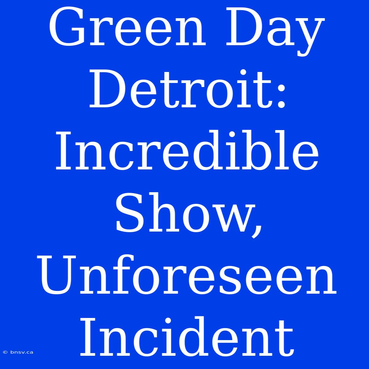 Green Day Detroit: Incredible Show, Unforeseen Incident