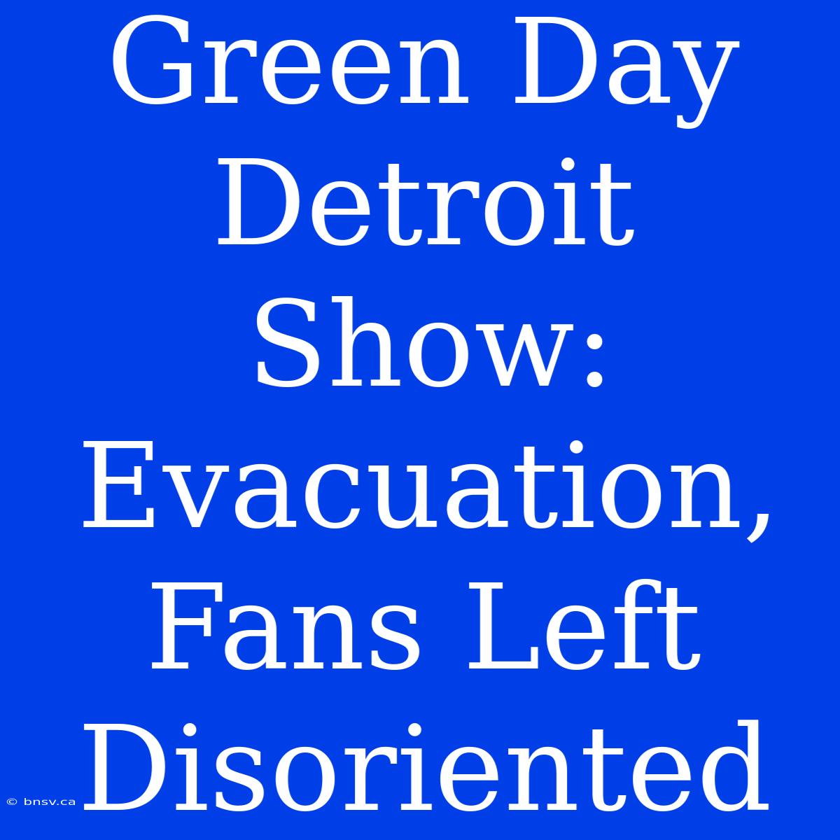 Green Day Detroit Show: Evacuation, Fans Left Disoriented