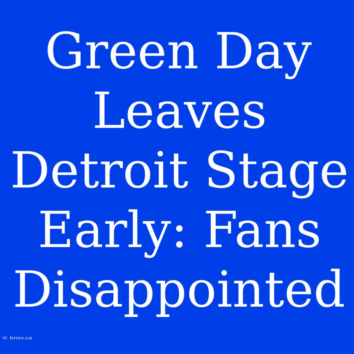 Green Day Leaves Detroit Stage Early: Fans Disappointed