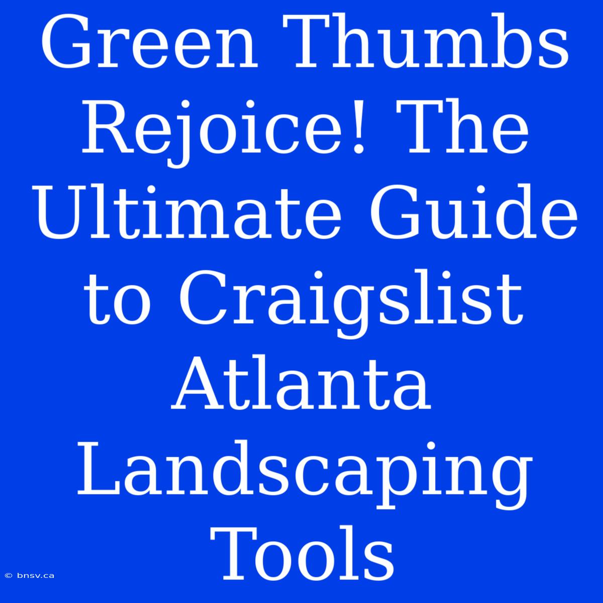 Green Thumbs Rejoice! The Ultimate Guide To Craigslist Atlanta Landscaping Tools