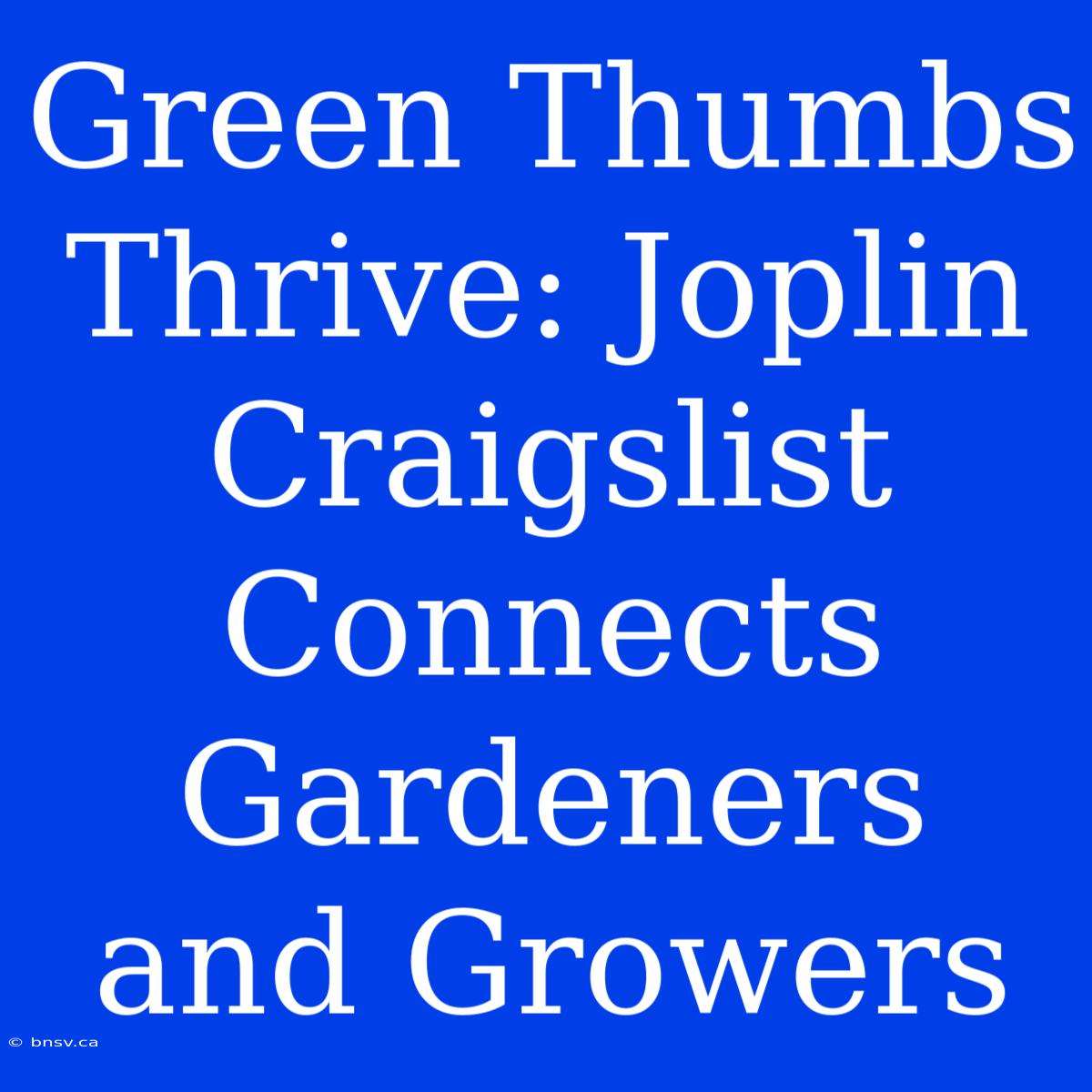 Green Thumbs Thrive: Joplin Craigslist Connects Gardeners And Growers