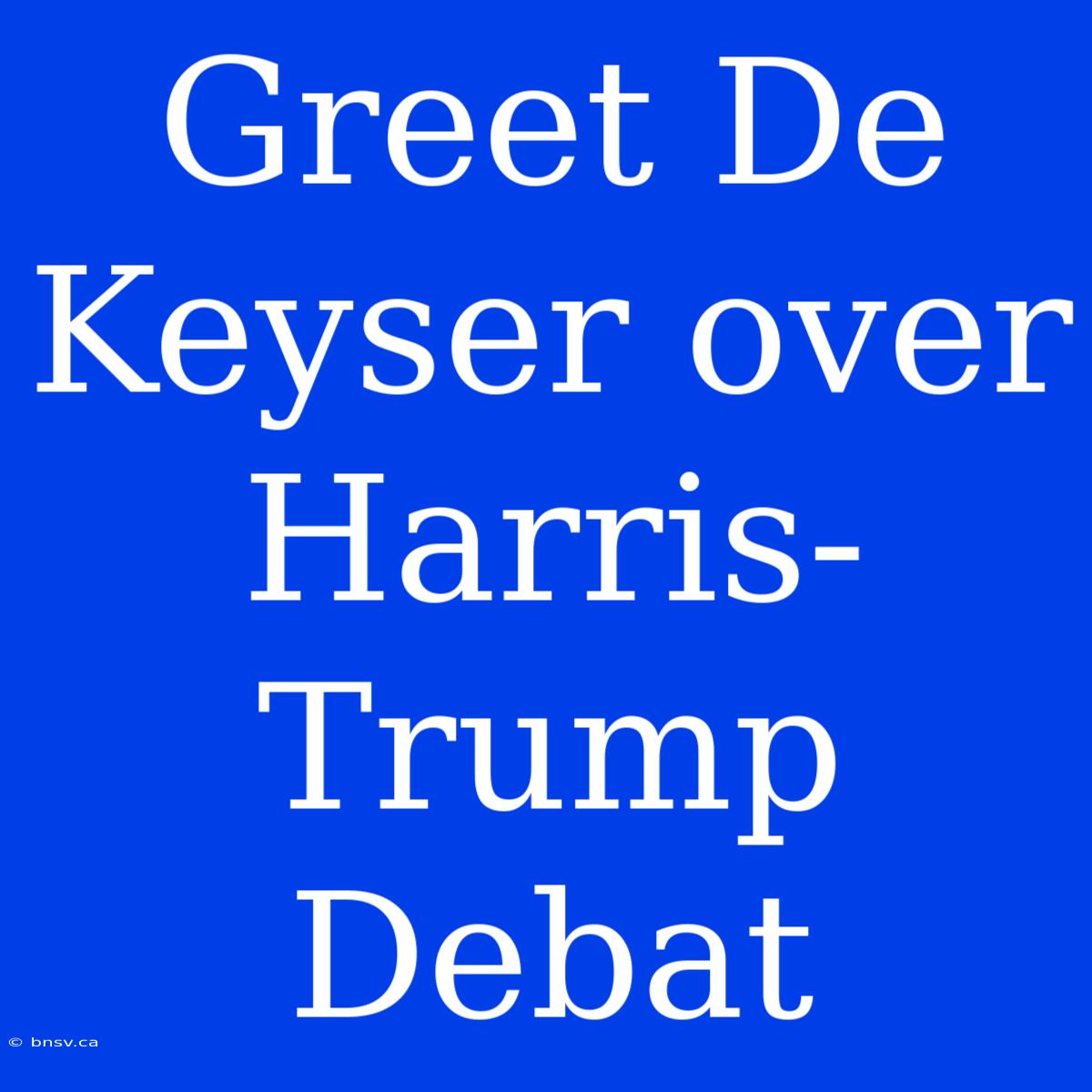 Greet De Keyser Over Harris-Trump Debat