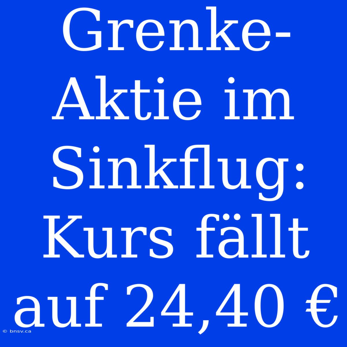 Grenke-Aktie Im Sinkflug: Kurs Fällt Auf 24,40 €