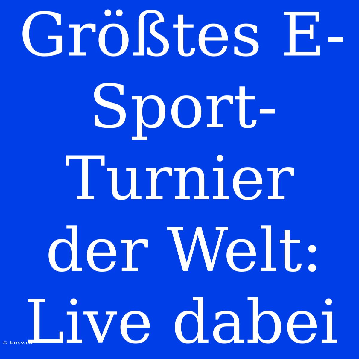 Größtes E-Sport-Turnier Der Welt: Live Dabei