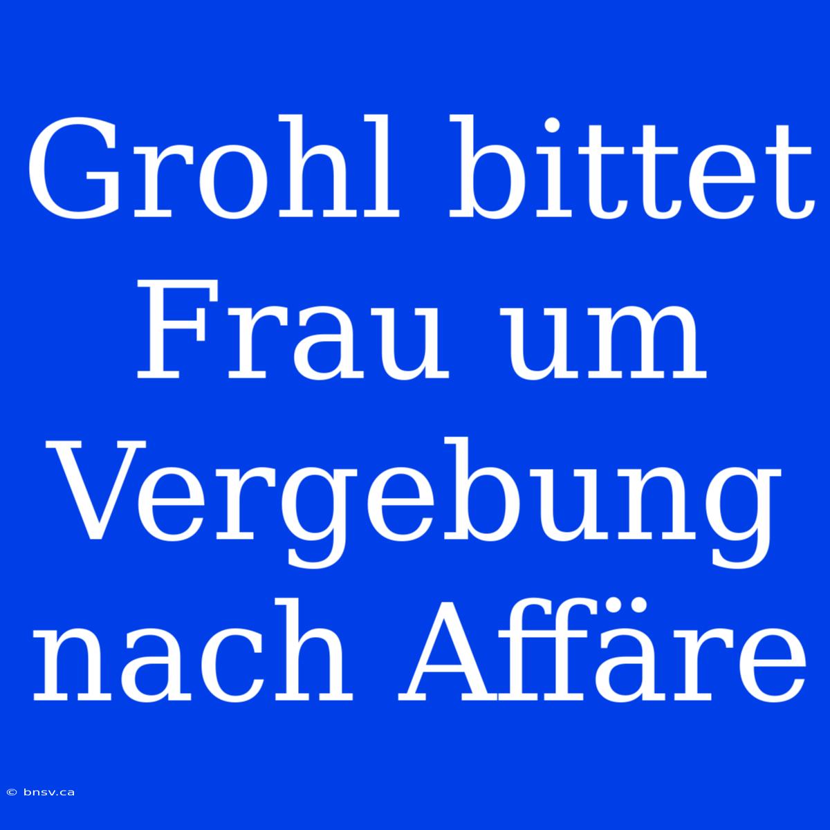 Grohl Bittet Frau Um Vergebung Nach Affäre