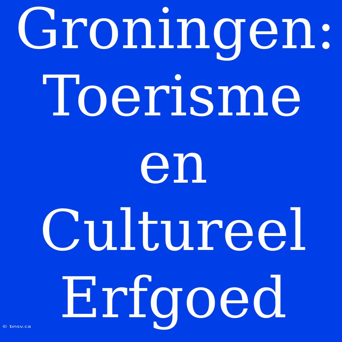 Groningen: Toerisme En Cultureel Erfgoed