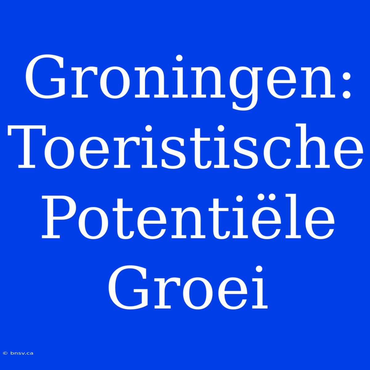 Groningen: Toeristische Potentiële Groei