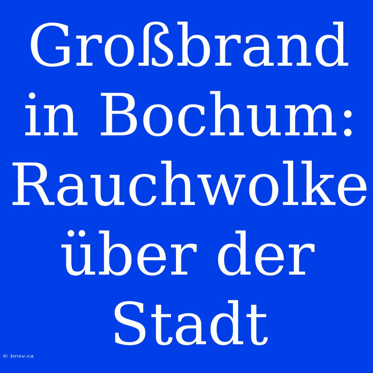 Großbrand In Bochum: Rauchwolke Über Der Stadt