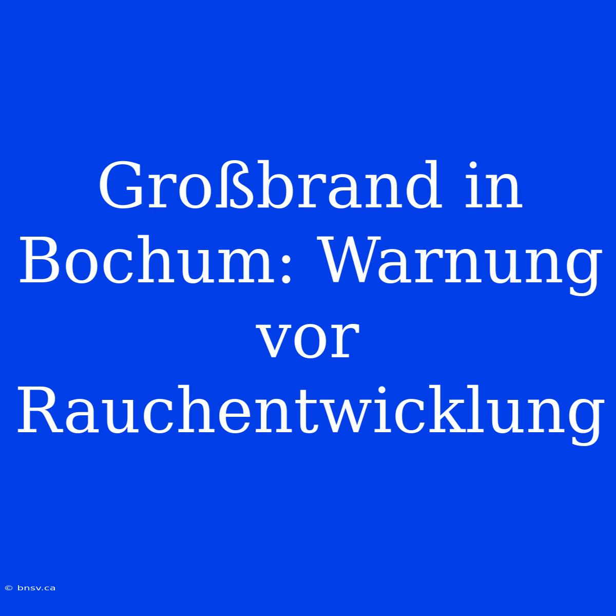 Großbrand In Bochum: Warnung Vor Rauchentwicklung