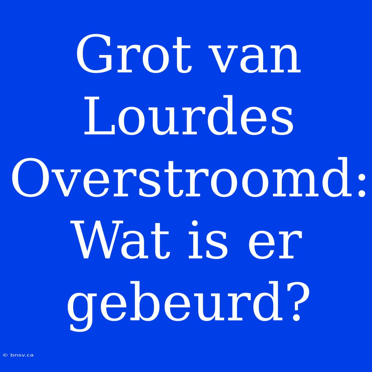 Grot Van Lourdes Overstroomd: Wat Is Er Gebeurd?