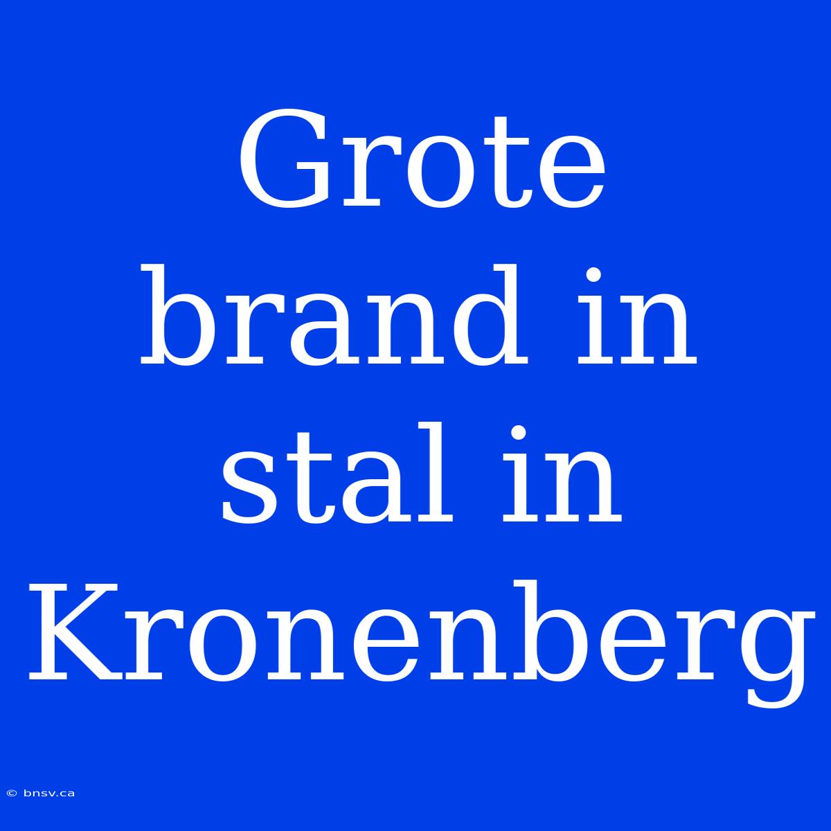 Grote Brand In Stal In Kronenberg