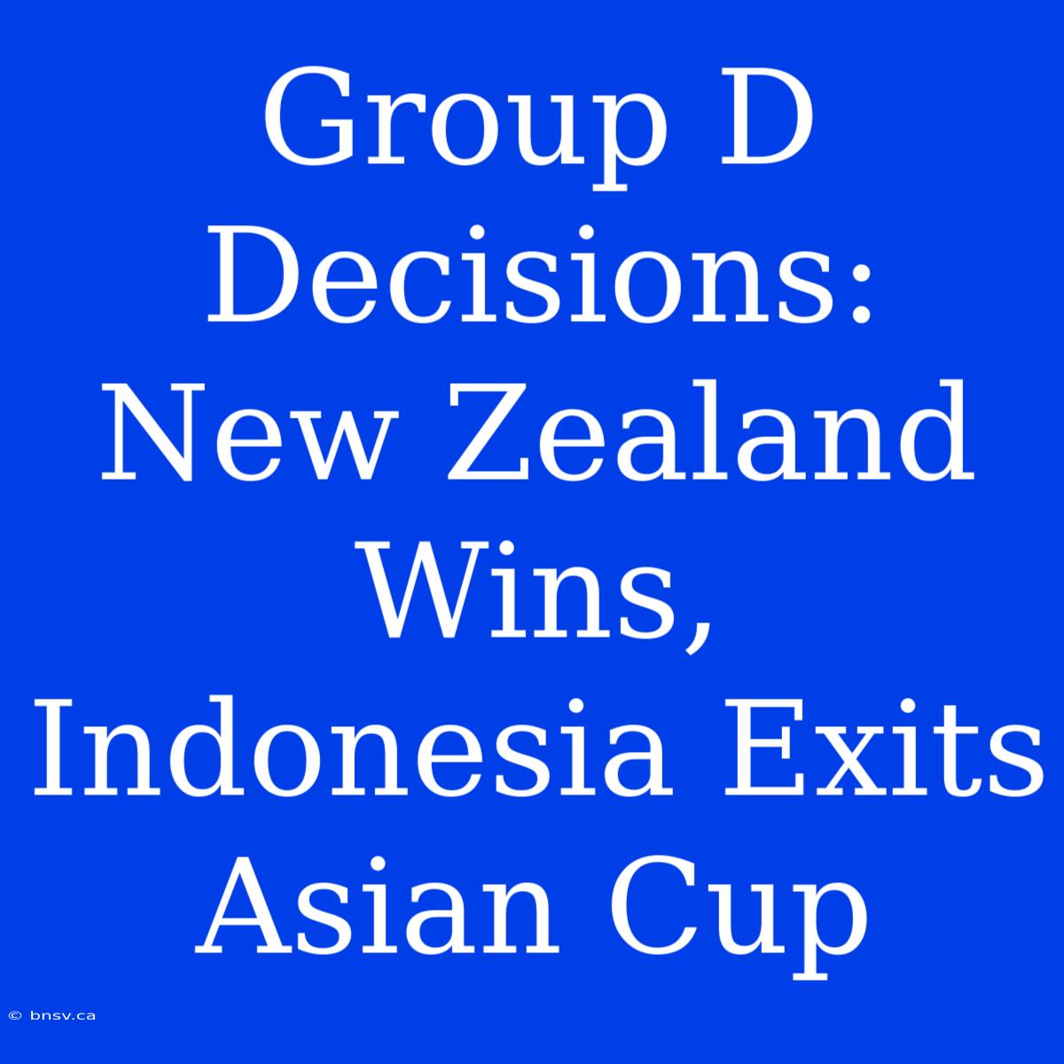 Group D Decisions: New Zealand Wins, Indonesia Exits Asian Cup