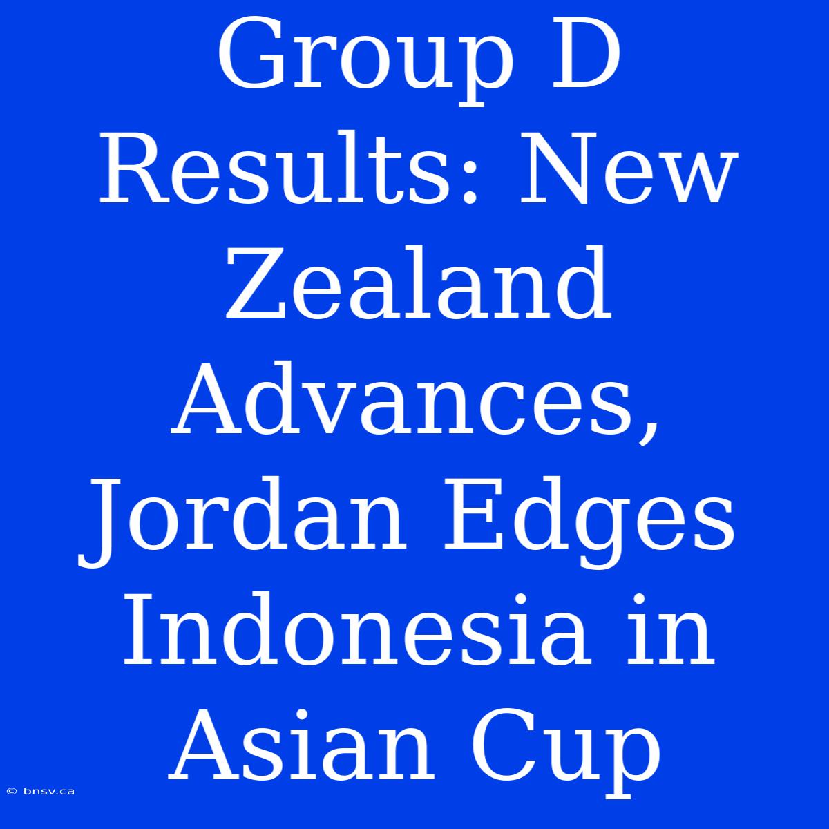 Group D Results: New Zealand Advances, Jordan Edges Indonesia In Asian Cup