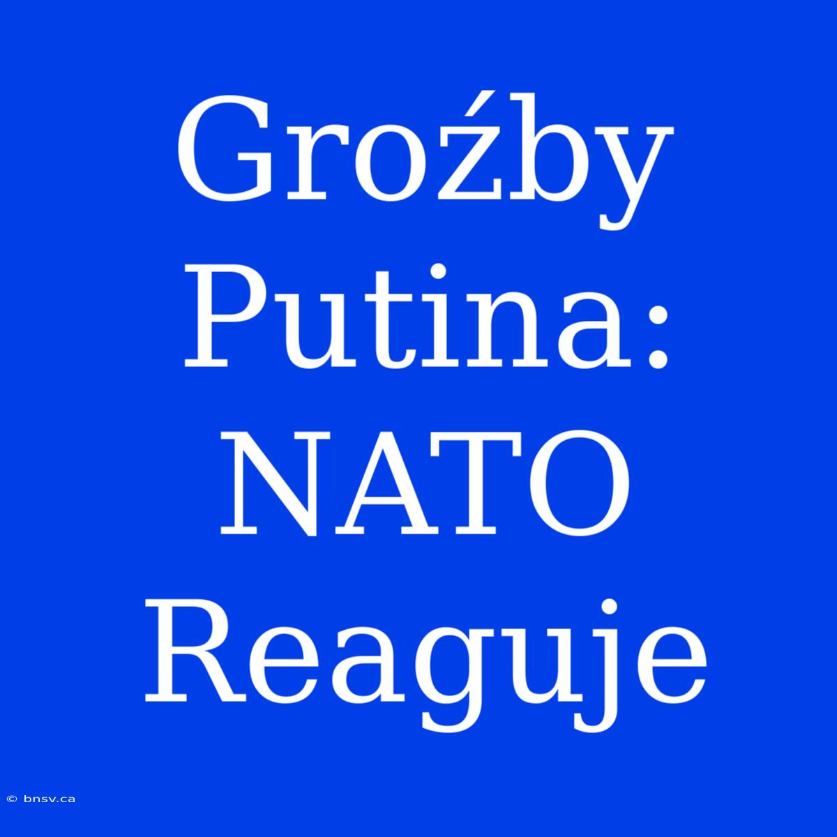 Groźby Putina: NATO Reaguje