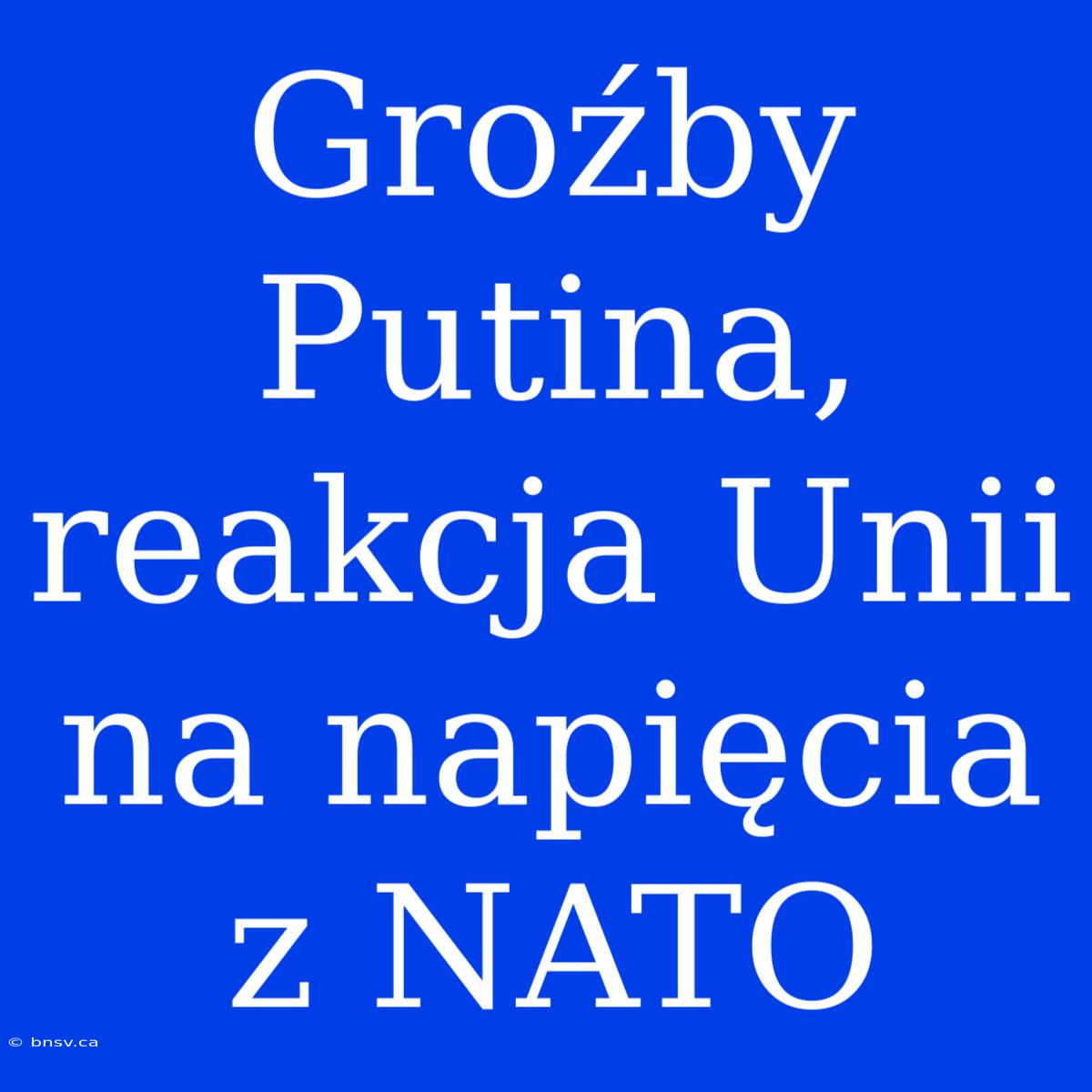 Groźby Putina, Reakcja Unii Na Napięcia Z NATO