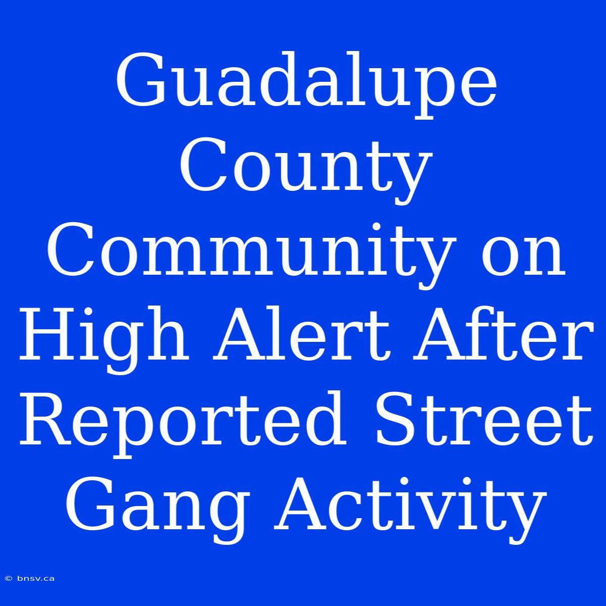 Guadalupe County Community On High Alert After Reported Street Gang Activity