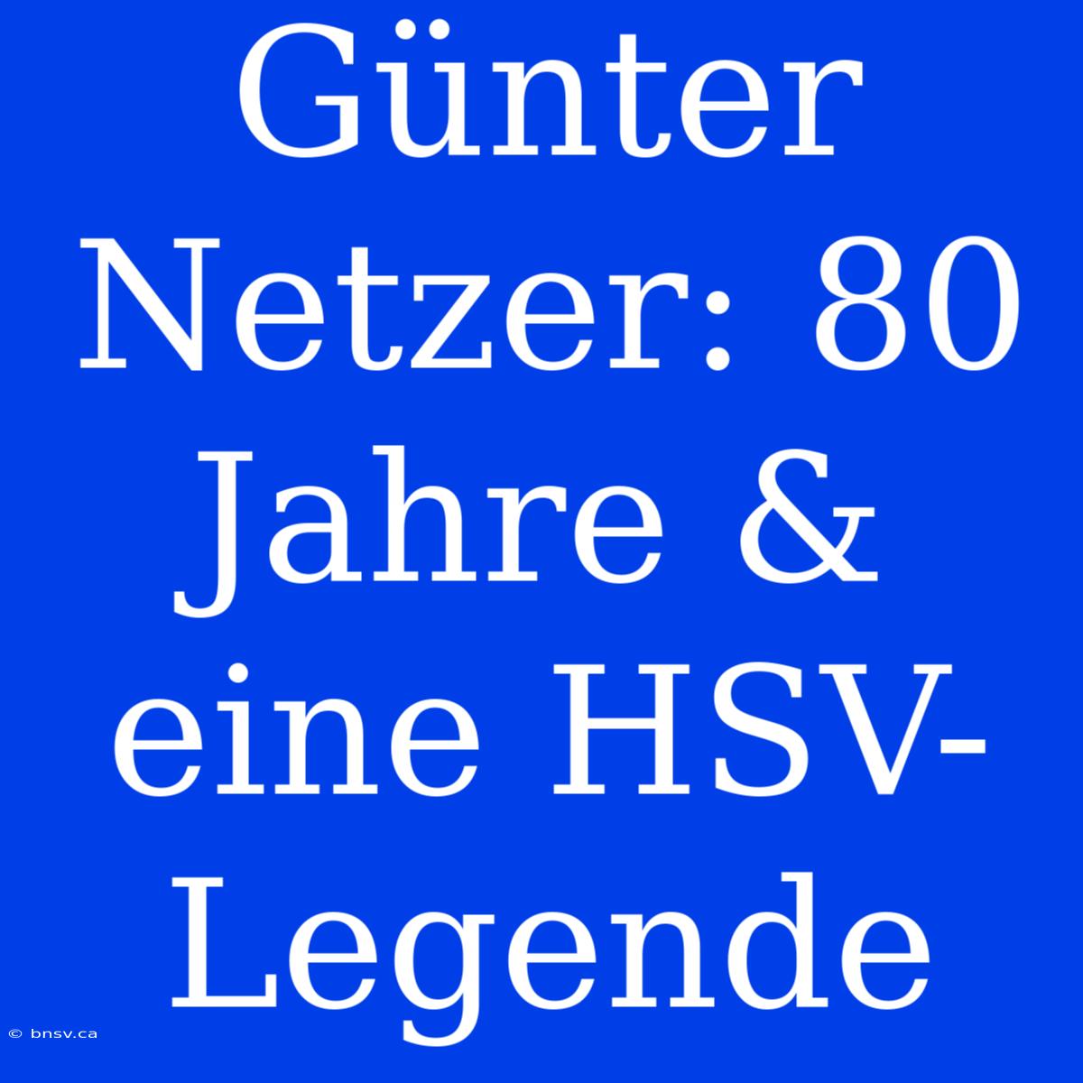 Günter Netzer: 80 Jahre & Eine HSV-Legende