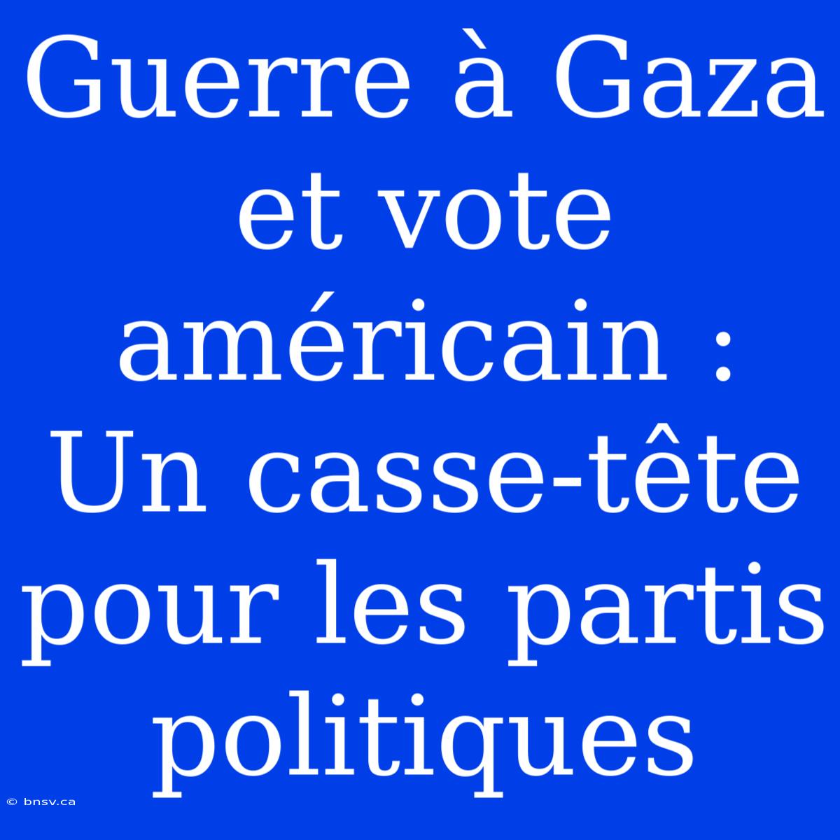 Guerre À Gaza Et Vote Américain : Un Casse-tête Pour Les Partis Politiques