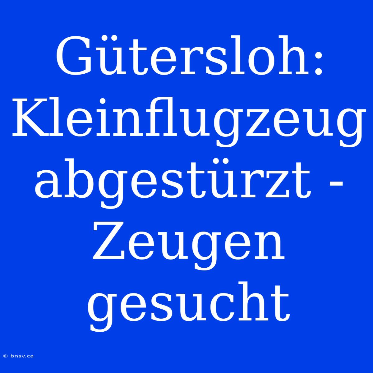 Gütersloh: Kleinflugzeug Abgestürzt - Zeugen Gesucht