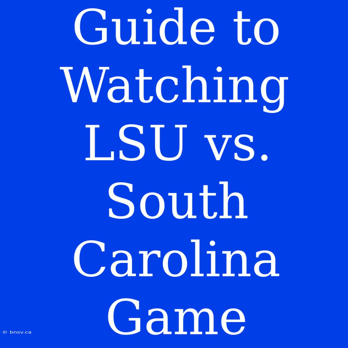 Guide To Watching LSU Vs. South Carolina Game