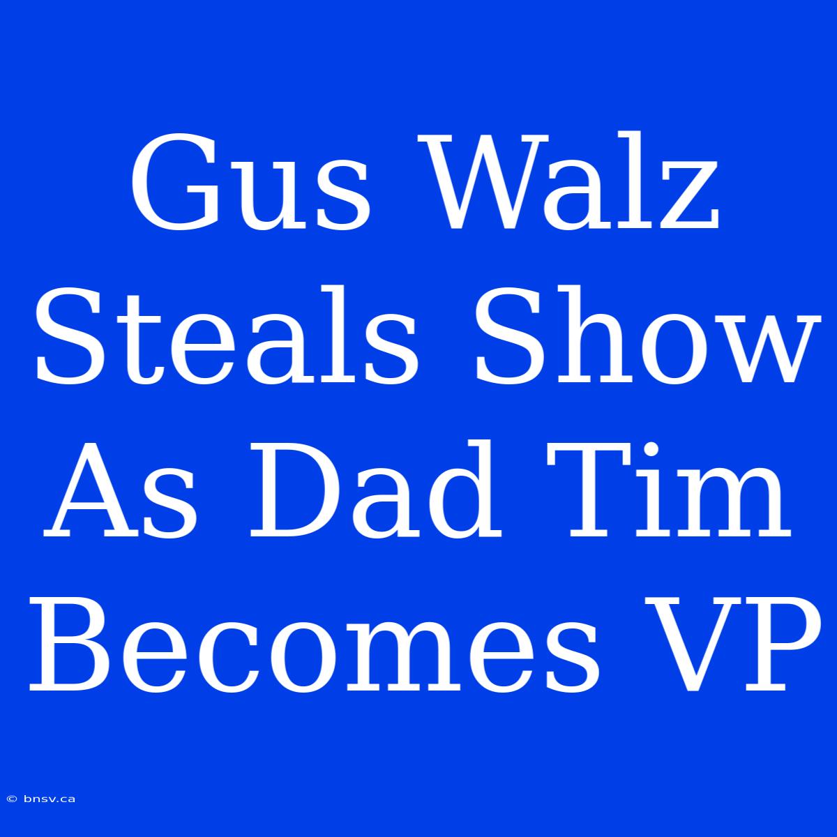 Gus Walz Steals Show As Dad Tim Becomes VP