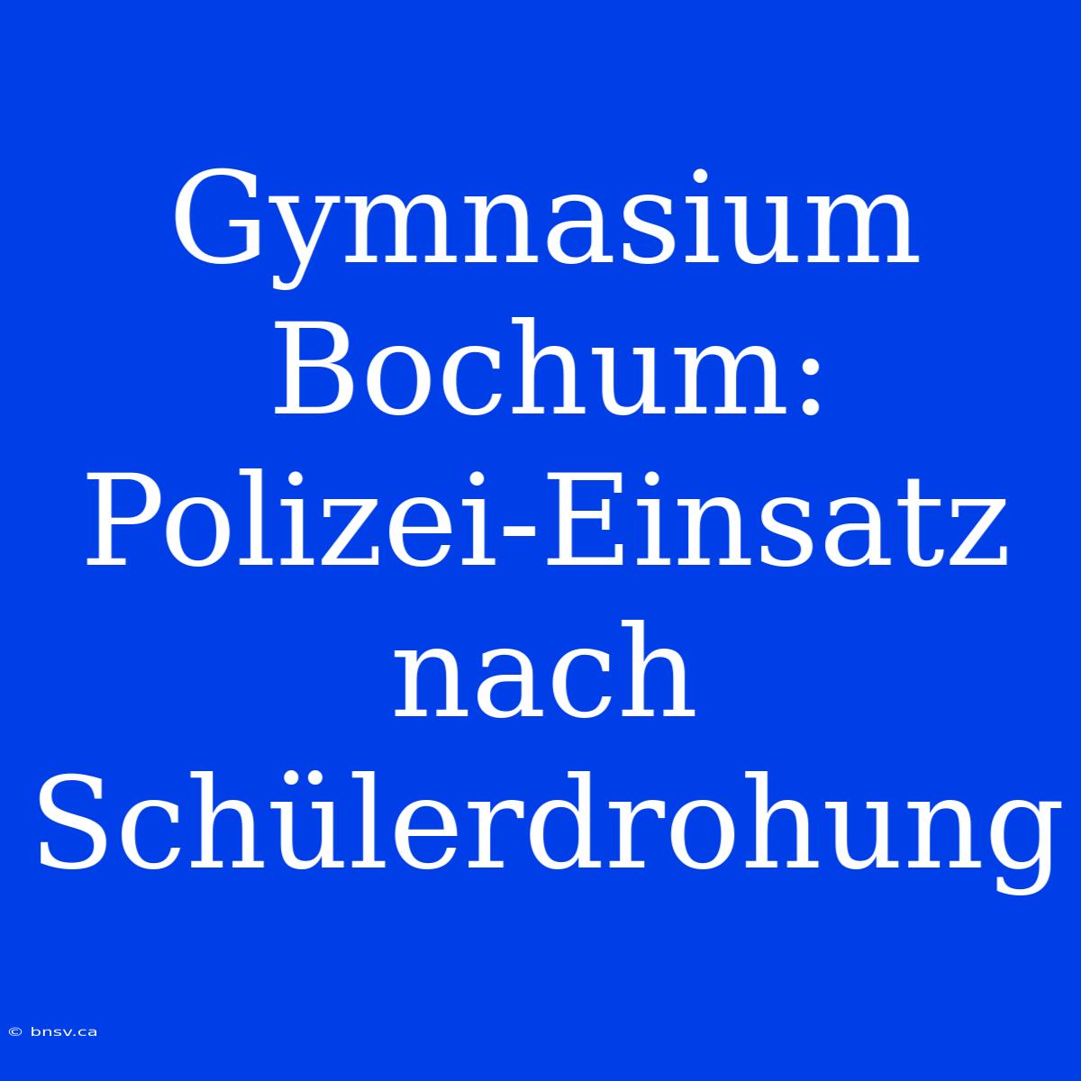 Gymnasium Bochum: Polizei-Einsatz Nach Schülerdrohung