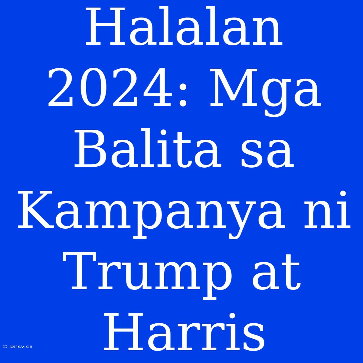 Halalan 2024: Mga Balita Sa Kampanya Ni Trump At Harris