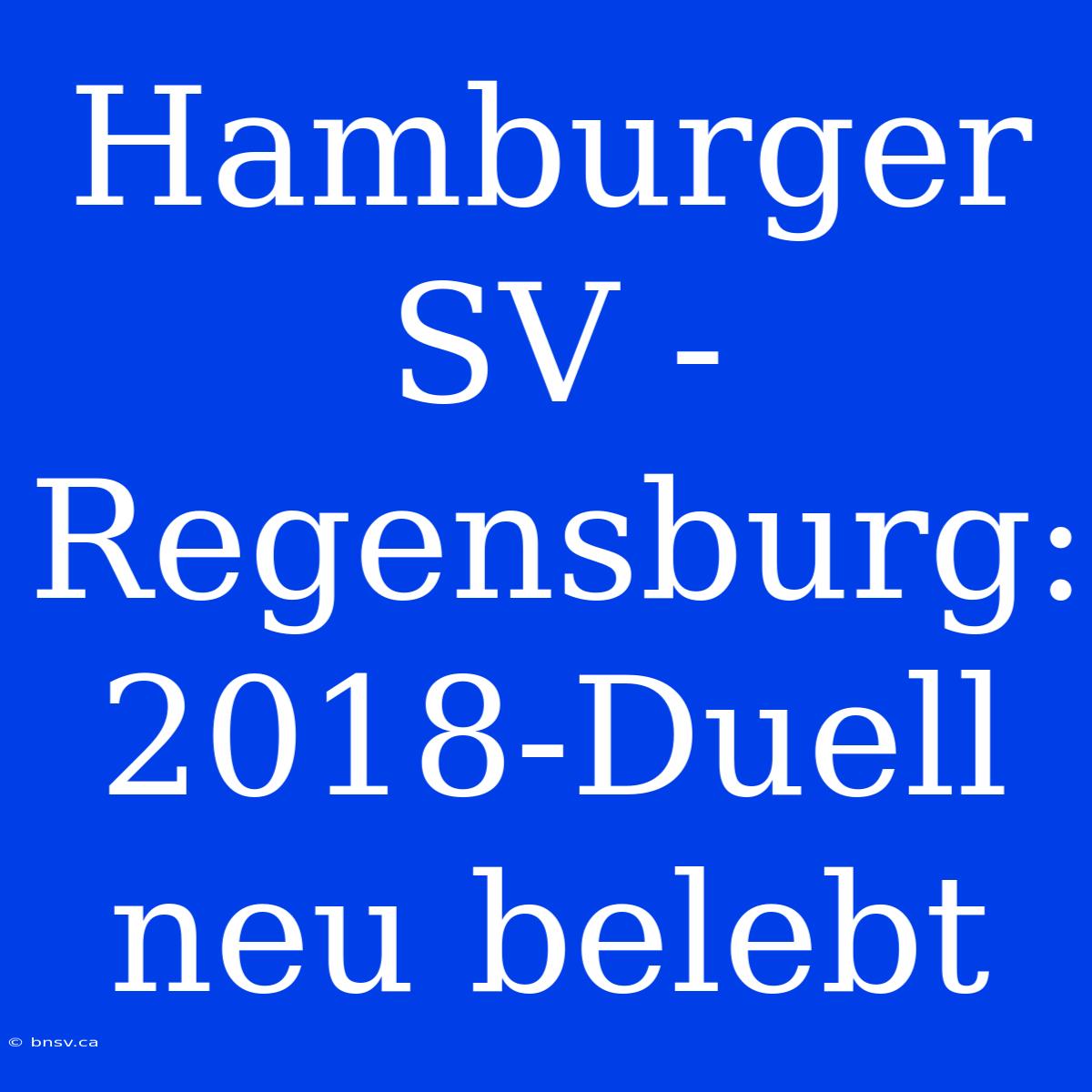 Hamburger SV - Regensburg: 2018-Duell Neu Belebt