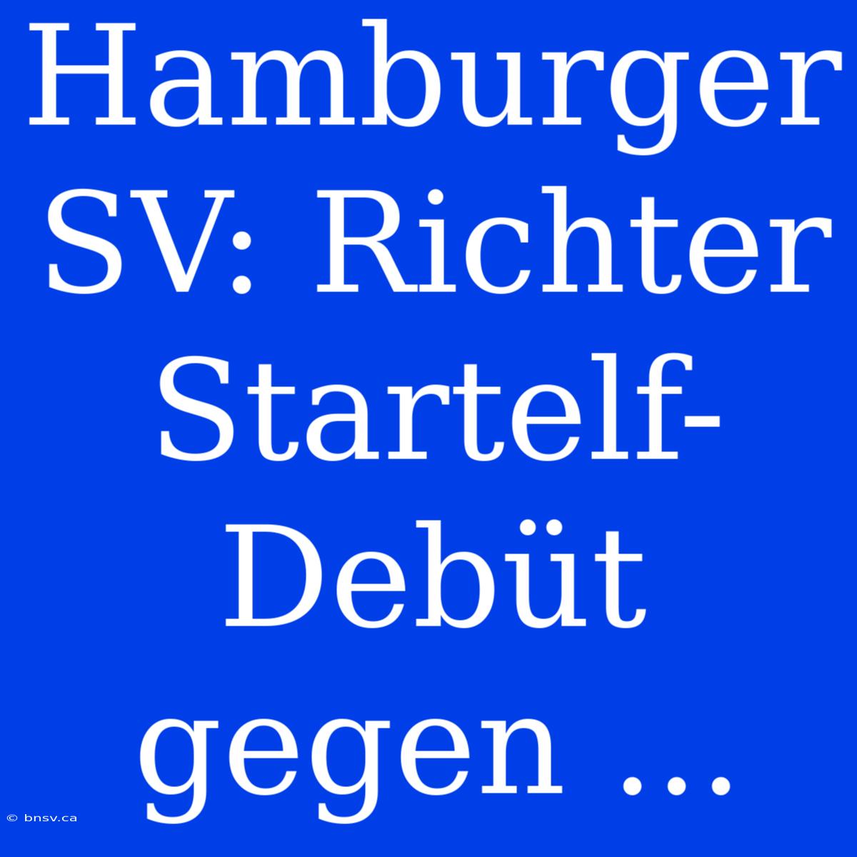 Hamburger SV: Richter Startelf-Debüt Gegen ...