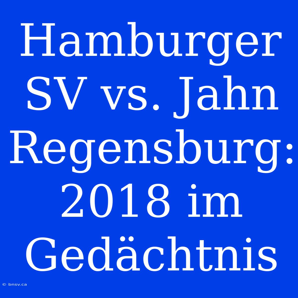 Hamburger SV Vs. Jahn Regensburg: 2018 Im Gedächtnis