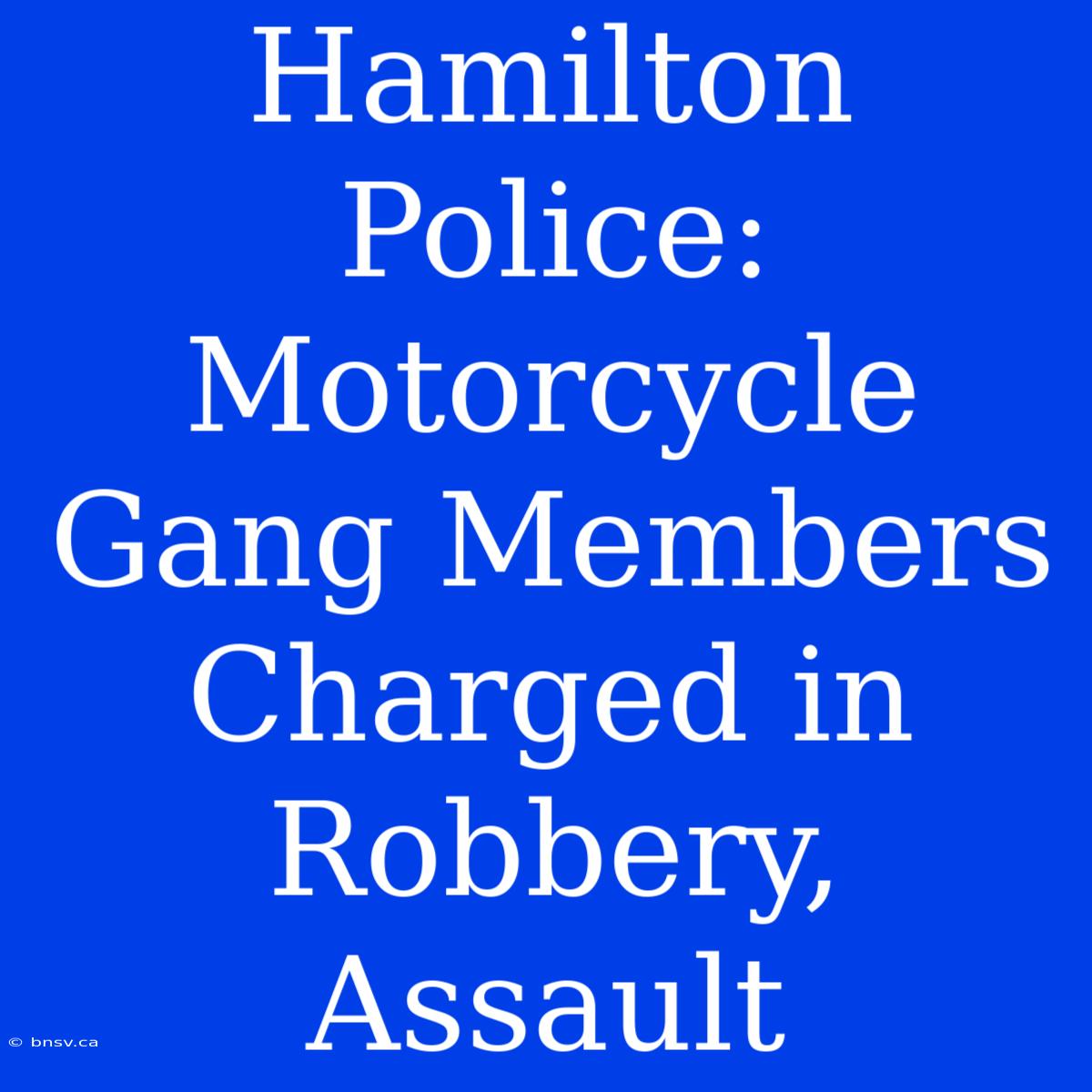 Hamilton Police: Motorcycle Gang Members Charged In Robbery, Assault