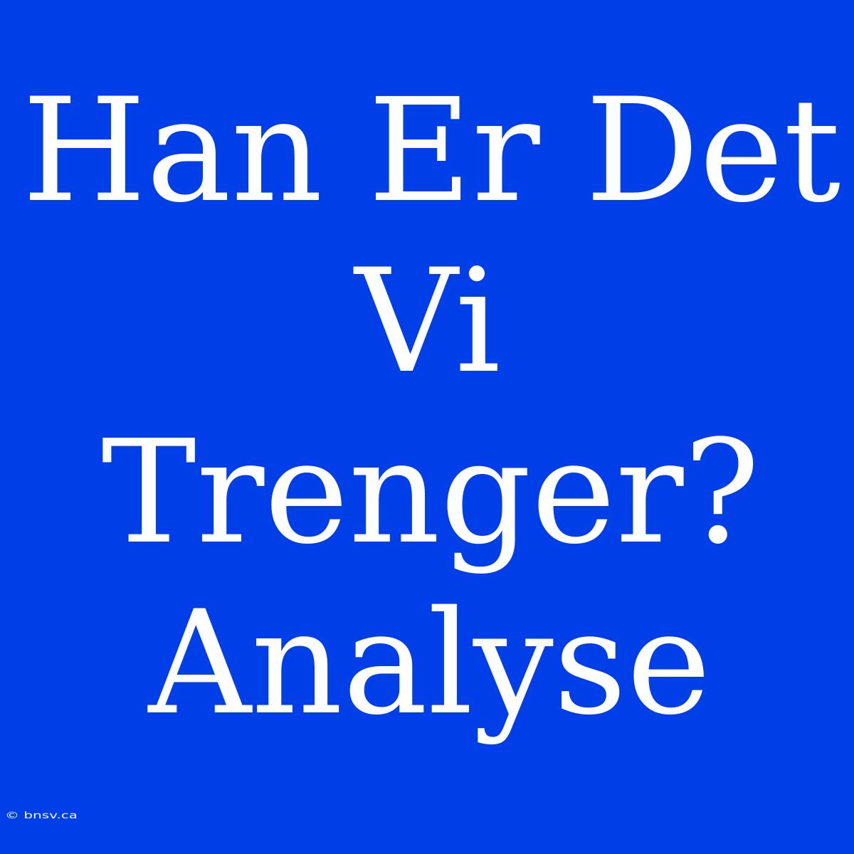 Han Er Det Vi Trenger?  Analyse