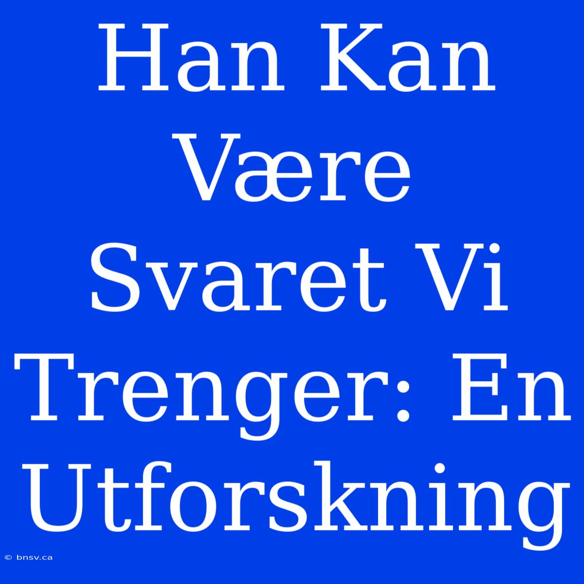 Han Kan Være Svaret Vi Trenger: En Utforskning